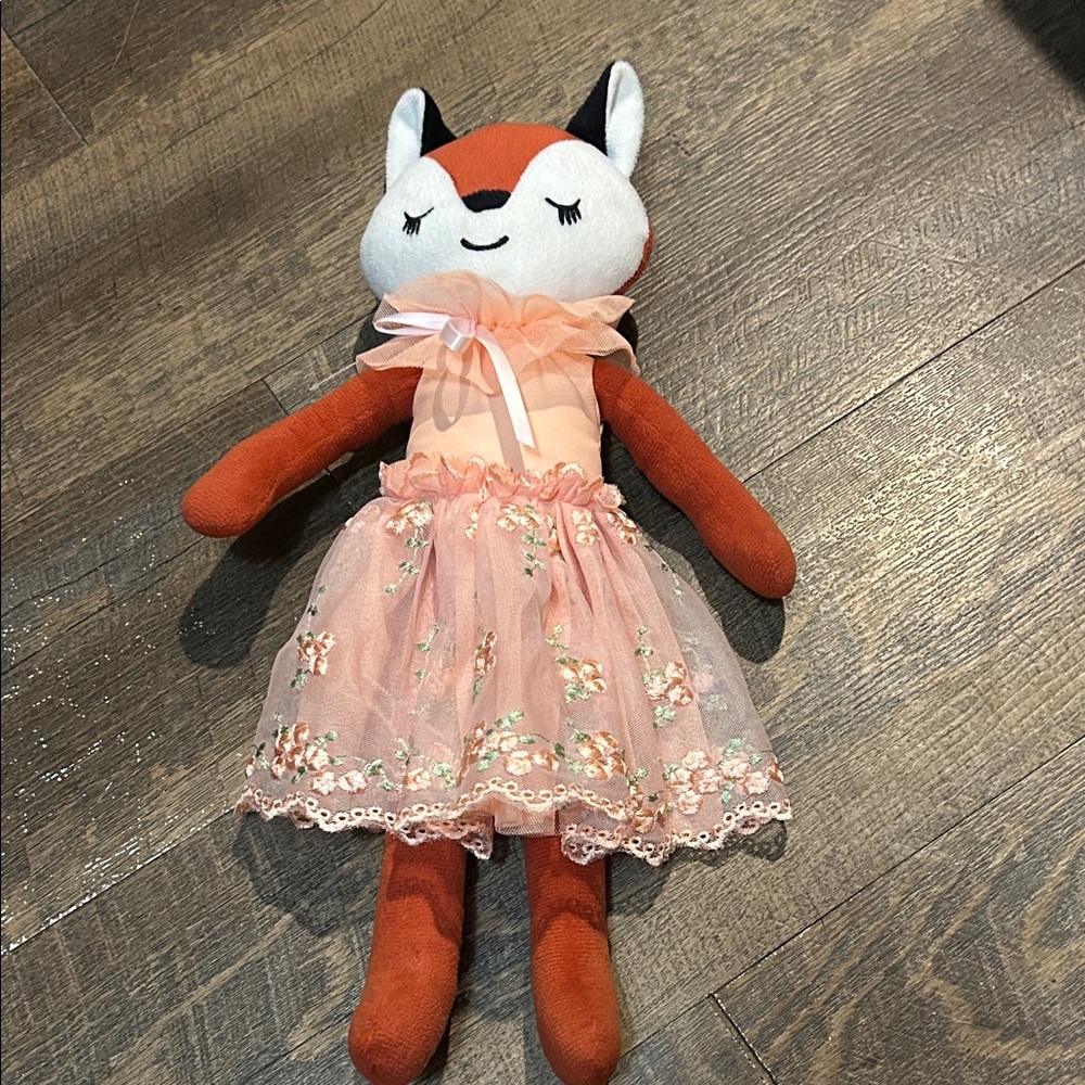 Ganz 15 inch Blossom And Bows Fox‎ with Peach Dress Stuffed Animal Toy